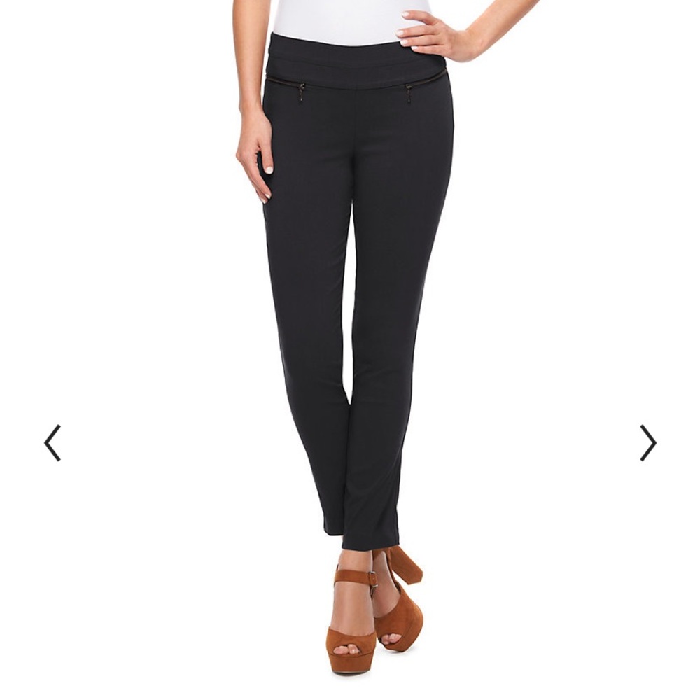 NWT Candies Womens Medium Audrey Fit Pull On Elastic waist Black Dress Pants